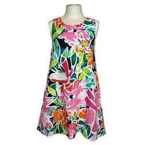 Cynthia Rowley vibrant multicolor floral linen A-line dress size XS